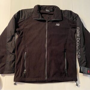 New Balance Fleece Softshell Jacket Black Full Zip Logo Mens Small NWT